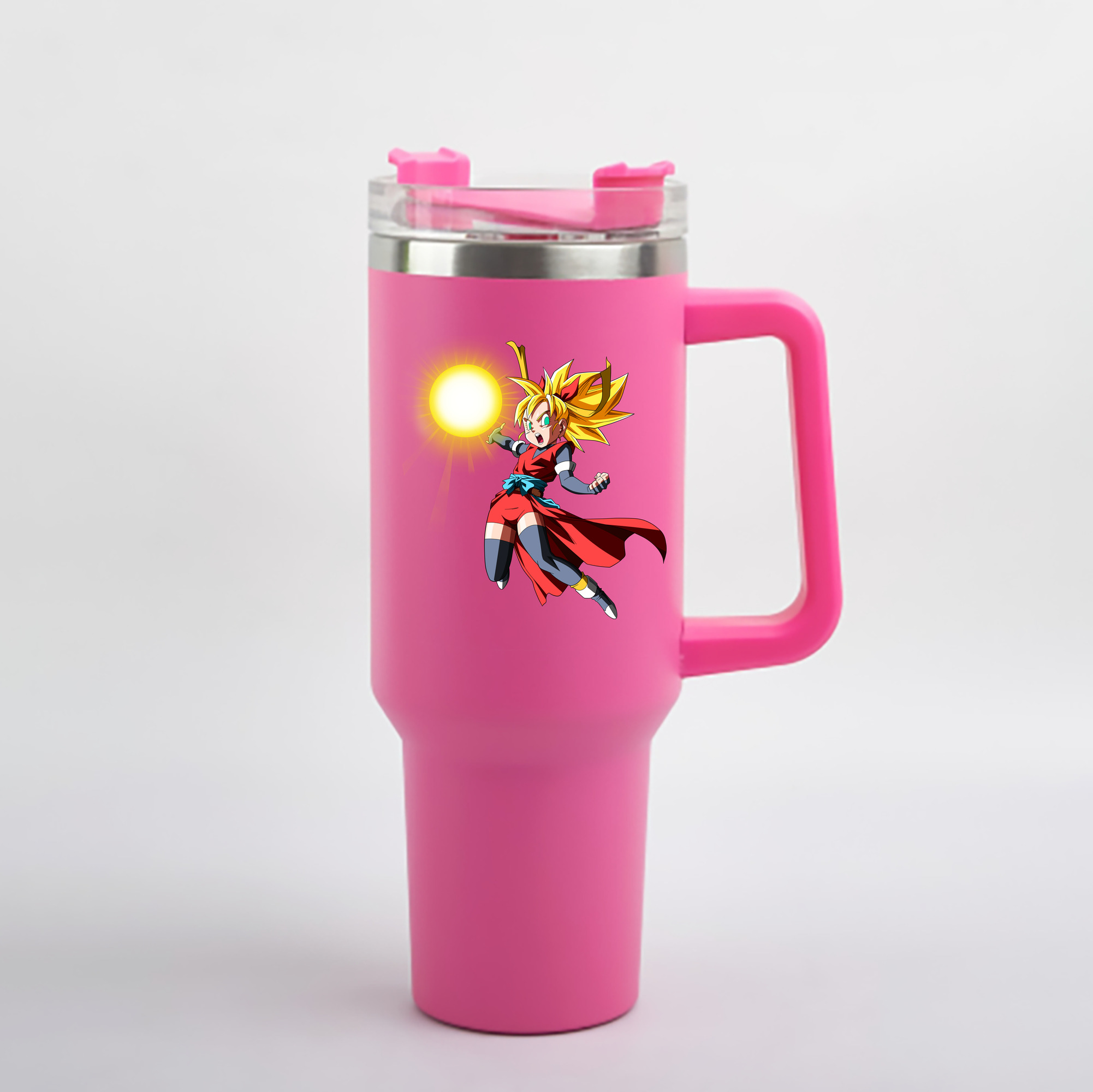（画像用） ドラゴンボール カリフラ DRAGON BALL Caulifla 1200mL車用タンブラー - クリスタルステッカー（プラスチックストロー付き）